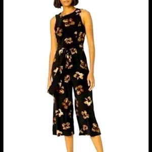 PRINT BLACK CROP JUMPSUIT